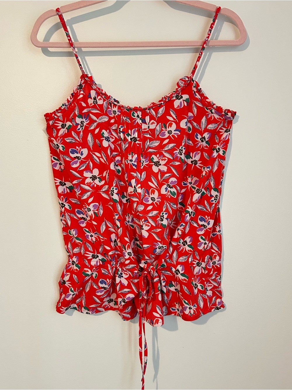 GAP Orange Floral Drawstring Cami, Size Small